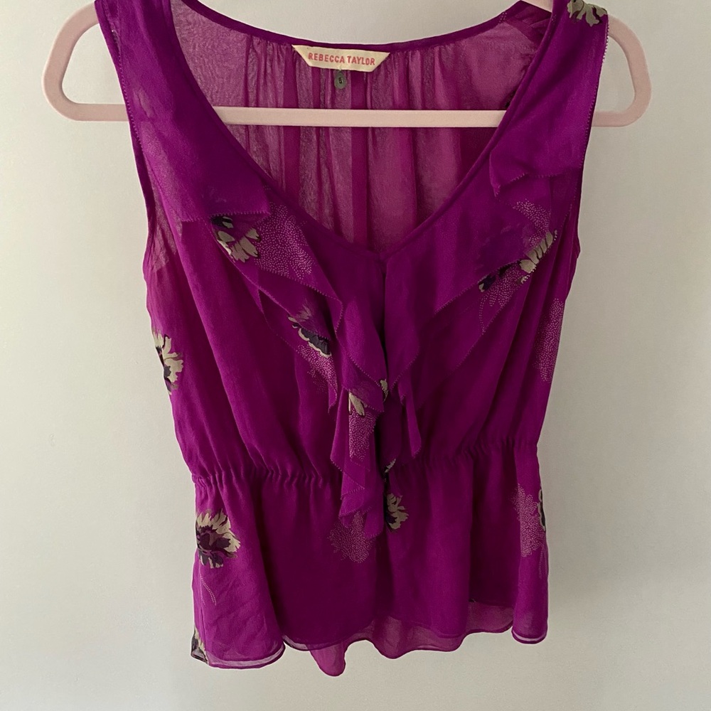 Rebecca Taylor Magenta Floral Blouse